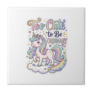 Unicorn Too Cute to Be Ordinary Premium Vector Sti Ceramic Tile