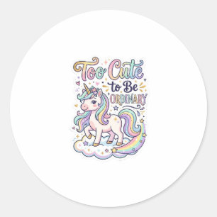 Unicorn Too Cute to Be Ordinary Premium Vector Sti Classic Round Sticker