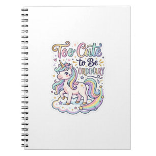 Unicorn Too Cute to Be Ordinary Premium Vector Sti Notebook