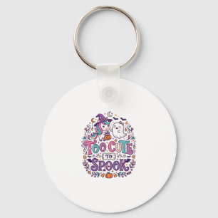 Unicorn Too Cute to Spook Colorful Marketplace Art Key Ring