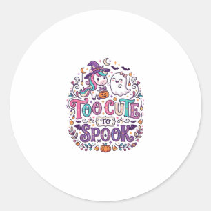 Unicorn Too Cute to Spook Colourful Marketplace Ar Classic Round Sticker