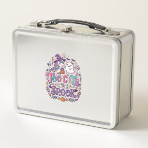 Unicorn Too Cute to Spook Colourful Marketplace Ar Metal Lunch Box