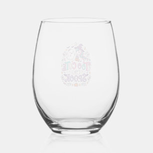 Unicorn Too Cute to Spook Colourful Marketplace Ar Stemless Wine Glass