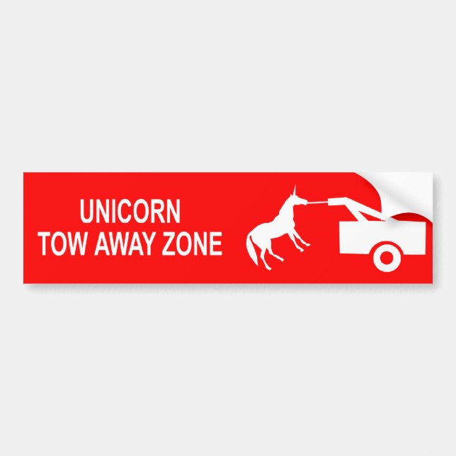 Unicorn Tow Away Zone Bumper Sticker (Front)