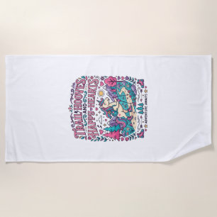 Unicorn Trail Hooves and Happy Hearts Colourful Ap Beach Towel
