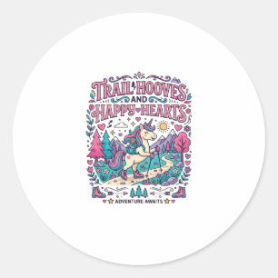 Unicorn Trail Hooves and Happy Hearts Colourful Ap Classic Round Sticker