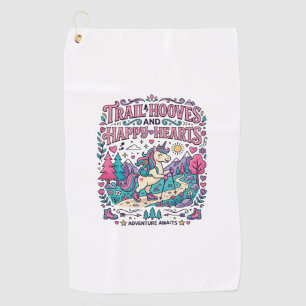 Unicorn Trail Hooves and Happy Hearts Colourful Ap Golf Towel