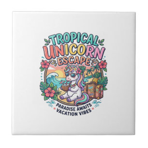 Unicorn Tropical Unicorn Escape POD Ready POD Artw Ceramic Tile