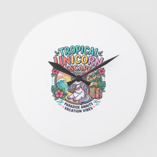 Unicorn Tropical Unicorn Escape POD Ready POD Artw Large Clock