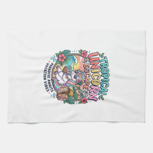 Unicorn Tropical Unicorn Escape POD Ready POD Artw Tea Towel