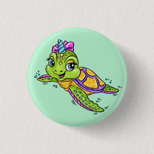 Unicorn Turtle  3 Cm Round Badge