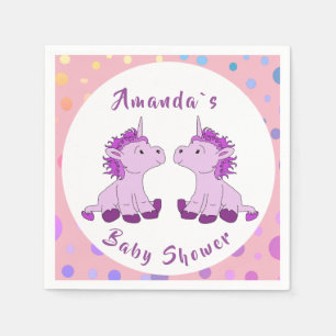 Unicorn Twin Girl Baby Shower Party Napkin