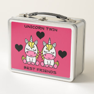 Unicorn Twin Sister Metal Lunch Box