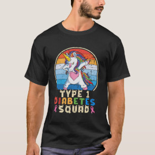Unicorn Type One Diabetes Squad T1D Warrior Girls  T-Shirt