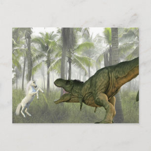 Unicorn Tyrannosaurus Dinosaur Postcard