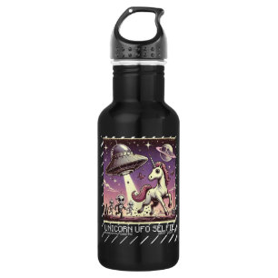 Unicorn UFO Selfie: Vintage Escape (tea kid alien) 532 Ml Water Bottle