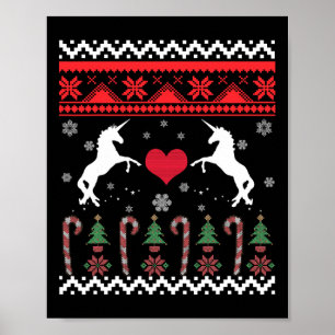 Unicorn Ugly Christmas Sweater Party Poster