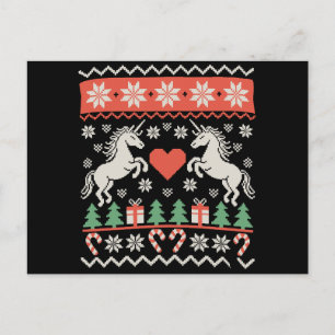 Unicorn Ugly Christmas Sweater Xmas Holiday Season Postcard
