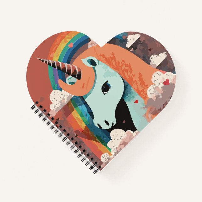 Unicorn under Rainbow & Among Hearts Notebook (Front)