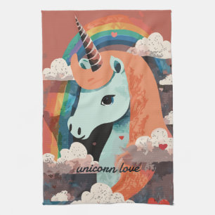 Unicorn under Rainbow & Among Hearts Tea Towel
