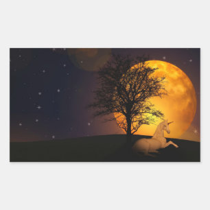 Unicorn Under Tree In Moonlight Sticker