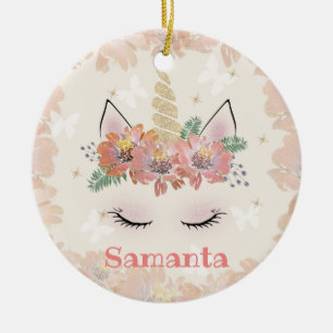 Unicorn, Unicorn Face, personalised Ceramic Ornament