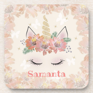 Unicorn, Unicorn Face, personalised Coaster
