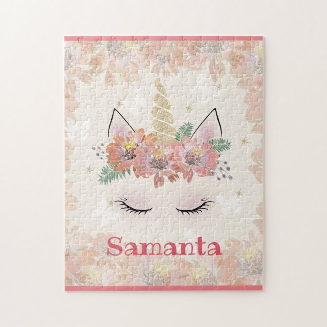 Unicorn, Unicorn Face, personalised Jigsaw Puzzle (Vertical)