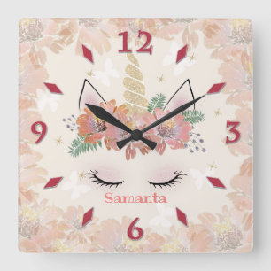 Unicorn, Unicorn Face, personalised Round Clock