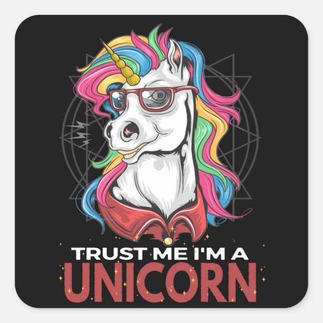 Unicorn Unicorns Unicorn Sunglasses Rainbow Square Sticker (Front)