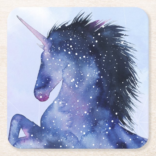 Unicorn Universe - Cosmic Square Paper Coaster (Front)