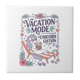 Unicorn Vacation Mode Unicorn Edition Adorable App Ceramic Tile