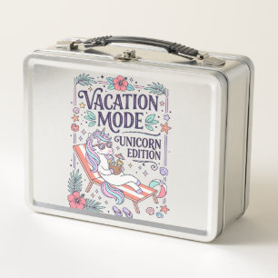 Unicorn Vacation Mode Unicorn Edition Adorable App Metal Lunch Box