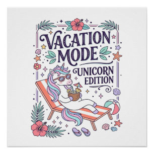 Unicorn Vacation Mode Unicorn Edition Adorable App Poster