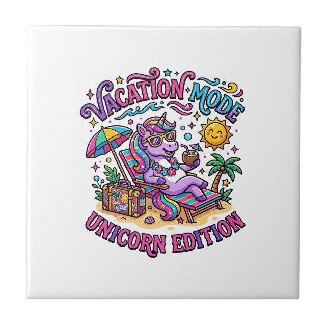 Unicorn Vacation Mode Unicorn Edition Commercial P Ceramic Tile (Front)