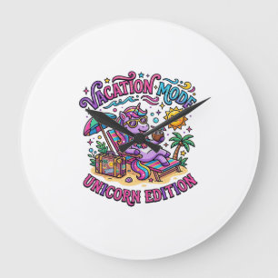 Unicorn Vacation Mode Unicorn Edition Commercial P Large Clock