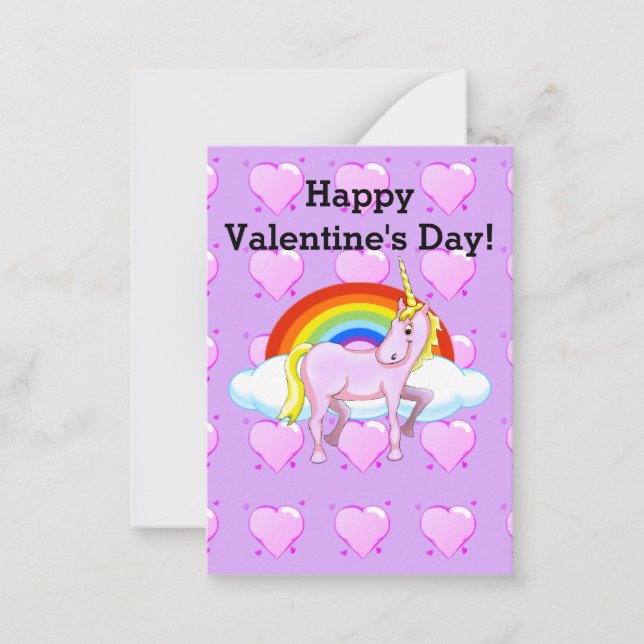 Unicorn Valentine Note Card (Front)