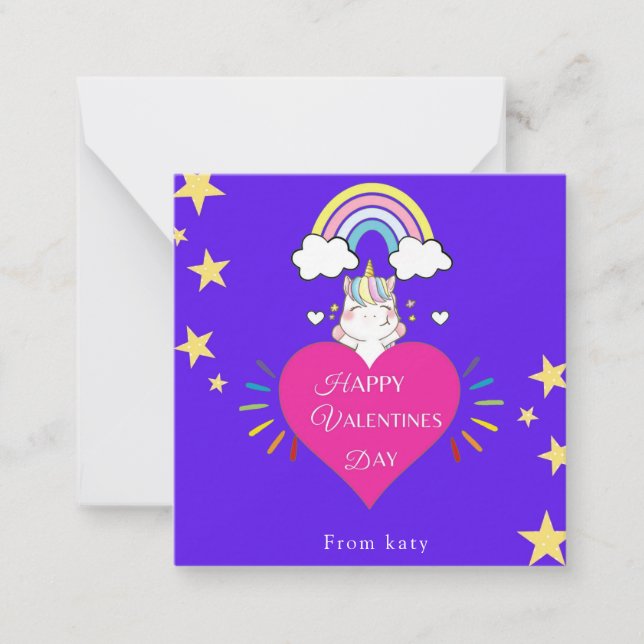 unicorn valentine's day love note card (Front)