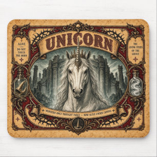 Unicorn, Vintage Circus Monster Mouse Pad