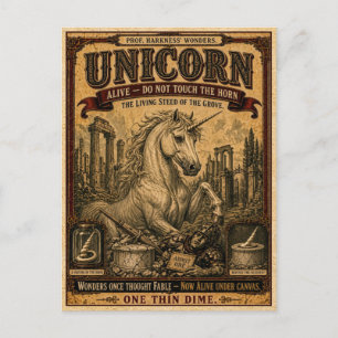 Unicorn, Vintage Circus Monster Postcard