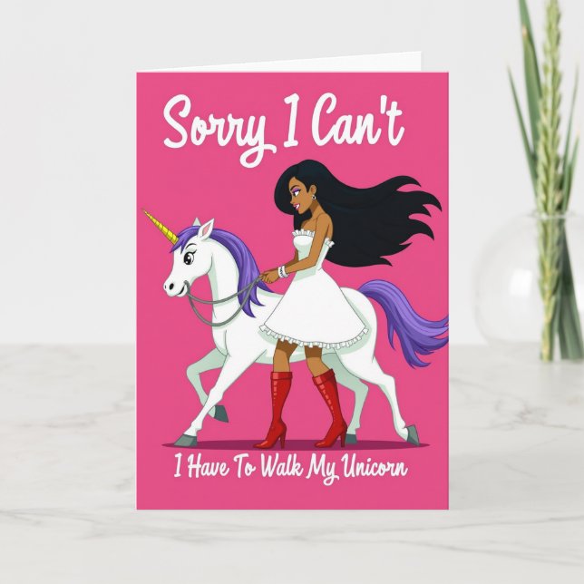 Unicorn Walk Excuse Funny Card (Front)