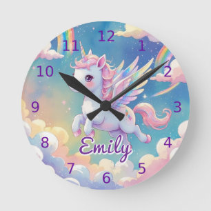 Unicorn Wall Clock – Editable Name