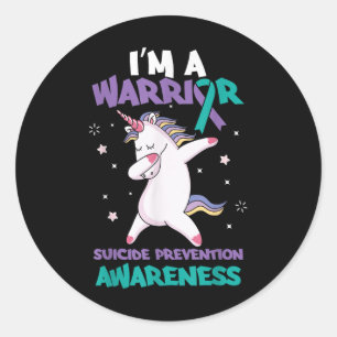 Unicorn Warrior Suicide Awareness Suicide Tee Classic Round Sticker