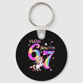 Unicorn was 6 7 six seven 7th bday birthday girl key ring
