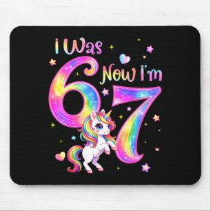 Unicorn was 6 7 six seven 7th bday birthday girl mouse pad
