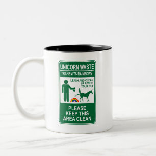 Unicorn Waste Sign Two-Tone Coffee Mug