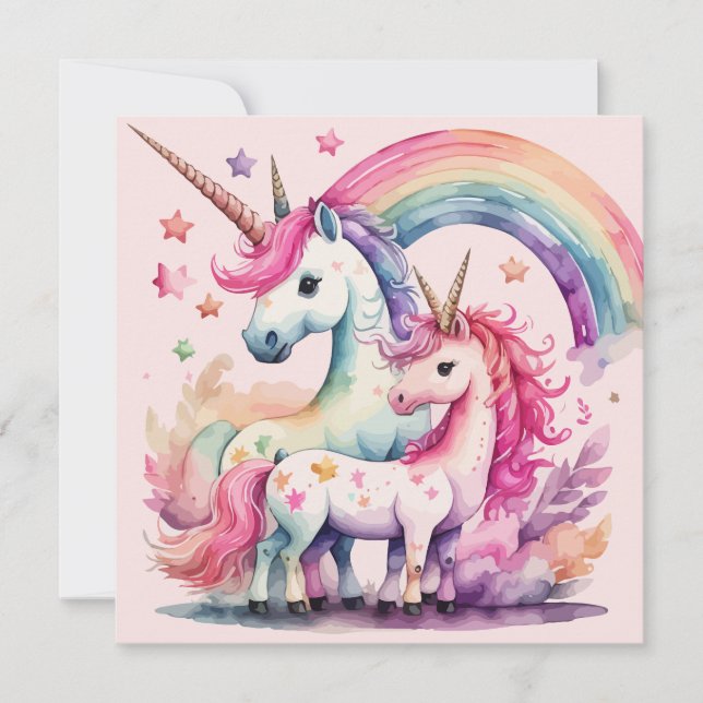 unicorn watercolor card (Front)