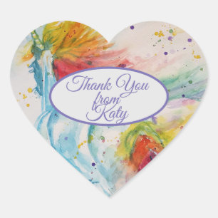 Unicorn Watercolor cute Thank You Pattern Heart He Sticker