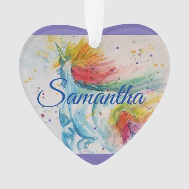 Unicorn Watercolor Girls Christmas Decoration (Front)