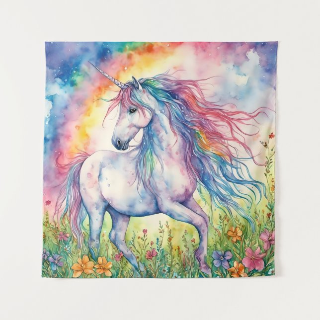 Unicorn Watercolor Tapestry (Front)